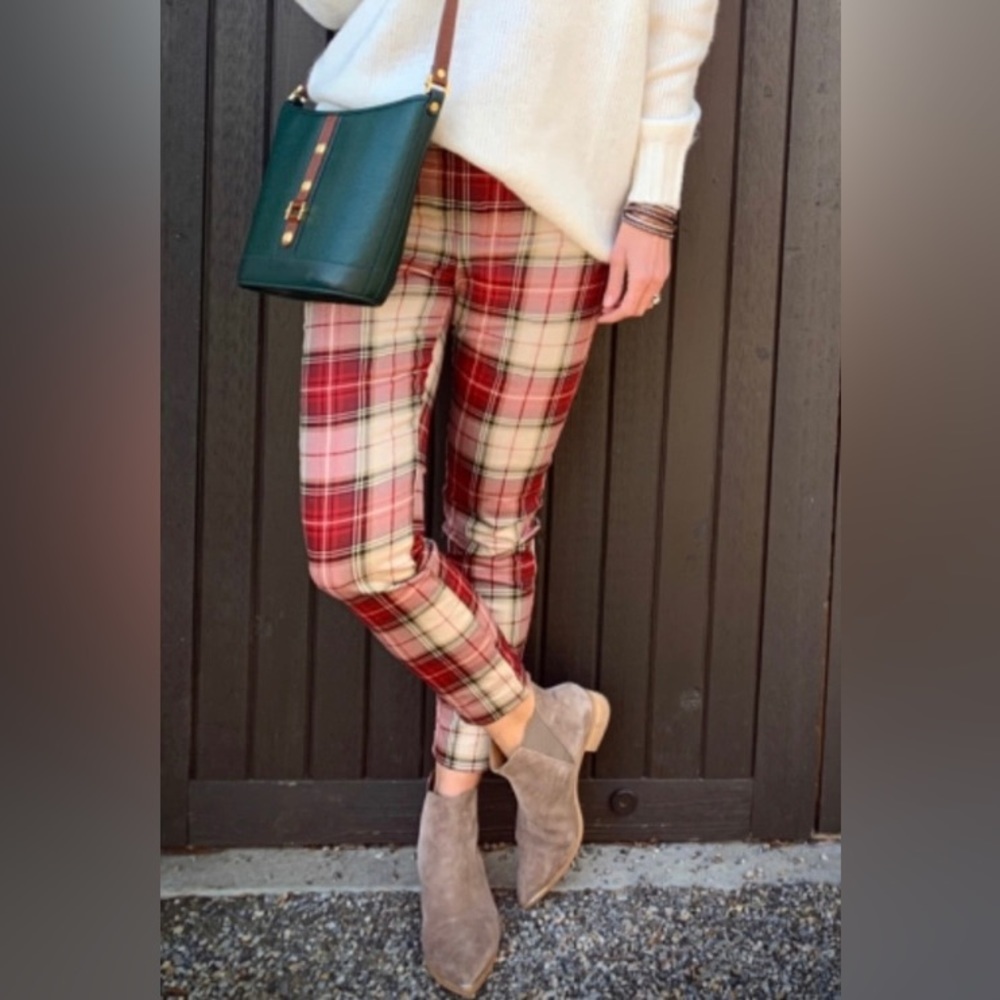 H&M Red Plaid Skinny Pants